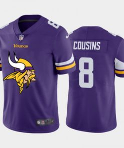 Men's Minnesota Vikings #8 Kirk Cousins Purple 2020 Team Big Logo Limited Stitched NFL Jersey