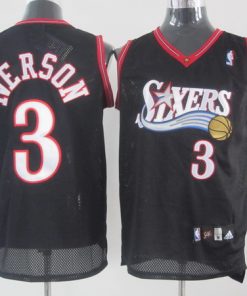 76ers #3 Allen Iverson Black Stitched NBA Jersey