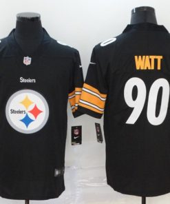 Men's Pittsburgh Steelers #90 T. J. Watt Black 2020 Team Big Logo Limited Stitched NFL Jersey