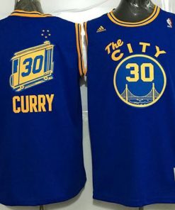Warriors #30 Stephen Curry Blue Throwback The City Stitched NBA Jersey