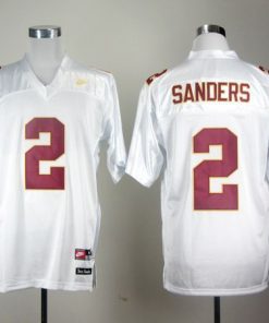 Seminoles #2 Deion Sanders White Stitched NCAA Jersey