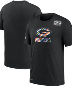 Men's Green Bay Packers 2020 Black Sideline Crucial Catch Performance NFL T-Shirt