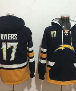 Men's Los Angeles Chargers #17 Philip Rivers  Black All Stitched NFL Hooded Sweatshirt