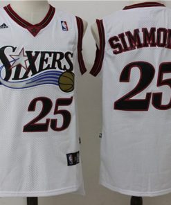76ers #25 Ben Simmons White Throwback Stitched NBA Jersey