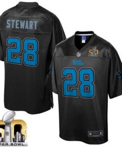 Nike Panthers #28 Jonathan Stewart Black Super Bowl 50 Men's NFL Pro Line Black Reverse Fashion Game Jersey