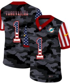 Men's Miami Dolphins #1 Tua Tagovailoa 2020 Camo USA Flag Limited Stitched NFL Jersey