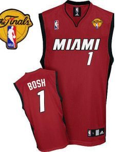 Heat Finals Patch #1 Chris Bosh Red Stitched NBA Jersey