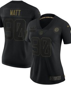 Women's Pittsburgh Steelers #90 T. J. Watt Black Saluite To Service Limited Stitched NFL Jersey(Run Small)