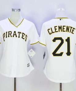 Pirates #21 Roberto Clemente White Women's Home Stitched MLB Jersey