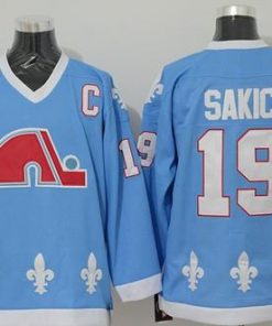 Nordiques #19 Joe Sakic Light Blue CCM Throwback Stitched NHL Jersey