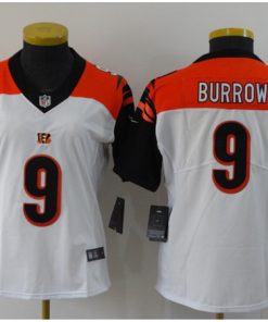 Women's Cincinnati Bengals #9 Joe Burrow White Vapor Stitched Jersey(Run Small)