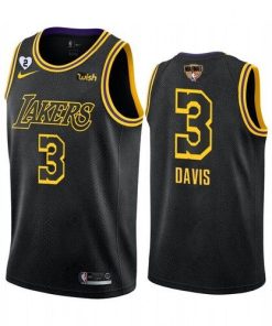 Men's Los Angeles Lakers #3 Anthony Davis Black 2020 Finals With GiGi Patch Stitched NBA Jersey