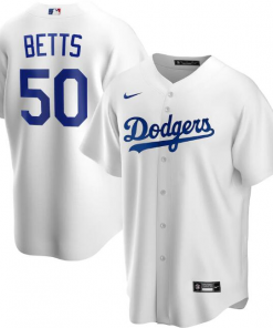 Men's Los Angeles Dodgers White #50 Mookie Betts Cool Base Stitched MLB Jersey