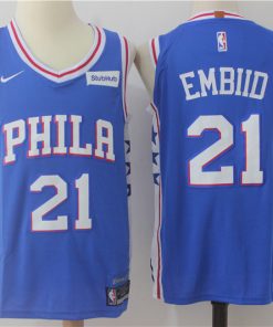 Men's Nike Philadelphia 76ers #21 Joel Embiid Blue Stitched NBA Jersey