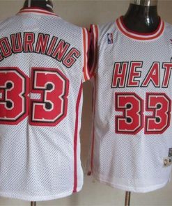 Heat #33 Alonzo Mourning White Throwback Stitched NBA Jersey