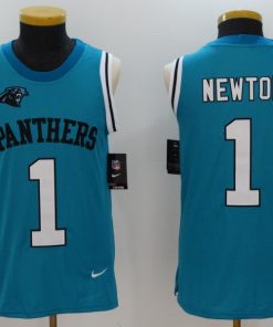 Men's Nike Carolina Panthers #1 Cam Newton Blue Alternate Stitched NFL Limited Rush Tank Top Jersey