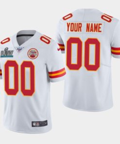 Men's Kansas City Chiefs 100th Season Customized White Super Bowl LIV Vapor Untouchable Limited Stitched NFL Jersey