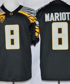 Ducks #8 Marcus Mariota Black Mach Speed Limited Stitched NCAA Jersey