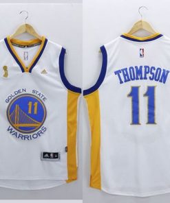 Warriors #11 Klay Thompson White New Champions Stitched NBA Jersey