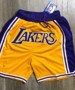 Los Angeles Lakers White Yellow Shorts 008