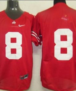 Buckeyes #8 Red Stitched NCAA Jersey