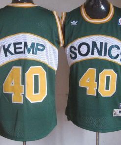 Thunder #40 Shawn Kemp Green SuperSonics Throwback Stitched NBA Jersey