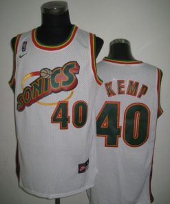 Thunder #40 Shawn Kemp White SuperSonics Throwback Stitched NBA Jersey