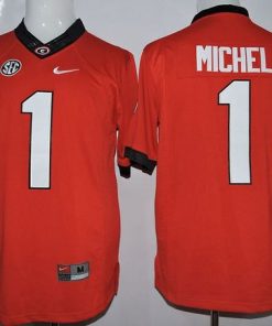 Bulldogs #1 Sony Michel Red Limited Stitched NCAA Jersey