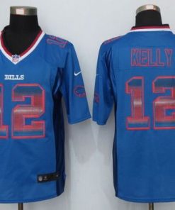 Nike Bills #12 Jim Kelly Royal Blue Team Color Men's Stitched NFL Limited Strobe Jersey
