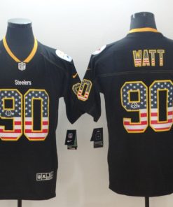 Men's Pittsburgh Steelers #90 T. J. Watt Black 2018 USA Flag Color Rush Limited Fashion NFL Stitched Jersey