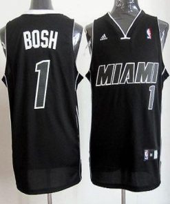 Revolution 30 Heat #1 Chris Bosh Black/White Stitched NBA Jersey