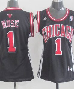 Bulls #1 Derrick Rose Black Women's Alternate Stitched NBA Jersey