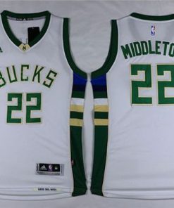 Bucks #22 Khris Middleton White Stitched NBA Jersey