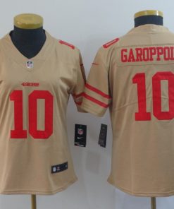 Women's NFL San Francisco 49ers #10 Jimmy Garoppolo 2019 Gold Inverted Legend Stitched NFL Jersey(Run Small)