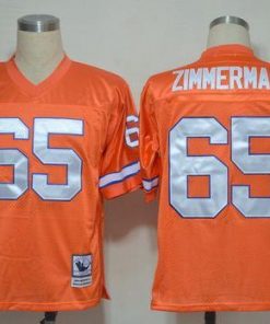 Mitchell And Ness Broncos #65 Gary Zimmerman Orange Stitched Throwback NFL Jersey