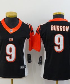 Women's Cincinnati Bengals #9 Joe Burrow Black Vapor Stitched Jersey(Run Small)