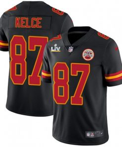 Men's Kansas City Chiefs #87 Travis Kelce Black 2021 Super Bowl LV Stitched NFL Jersey