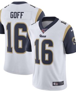 Men's  Rams 100th #16 Jared Goff White Vapor Untouchable Limited Stitched NFL Jersey