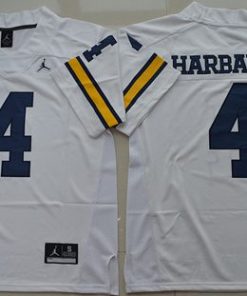 Wolverines #4 Jim Harbaugh White Jordan Brand Stitched NCAA Jersey