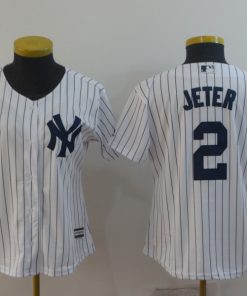 Women's New York Yankees #2 Derek Jeter White Cool Base Stitched MLB Jersey(Run Small)