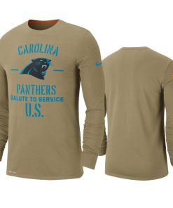 Men's Carolina Panthers Tan 2019 Salute To Service Sideline Performance Long Sleeve Shirt