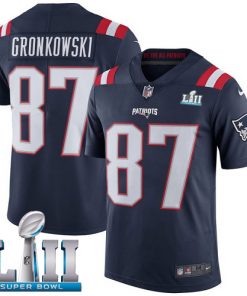 Men's New England Patriots # 87 Rob Gronkowski Black Super Bowl LII Bound Game Jersey