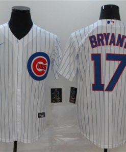 Men's Chicago Cubs #17 Kris Bryant White Cool Base Stitched MLB Jersey