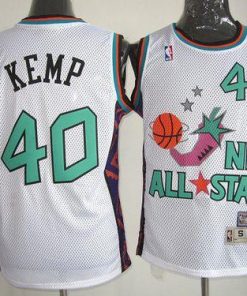 Thunder #40 Shawn Kemp White SuperSonics 1995 All Star Stitched NBA Jersey