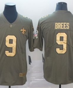 Men's New Orleans Saints #9 Drew Brees Camo Salute To Service Stitched NFL Gold Jersey