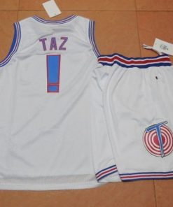 Space Jam Tune Squad #1 Taz White Stitched Basketball Jersey