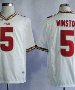 Seminoles #5 Jameis Winston White Stitched NCAA Jersey