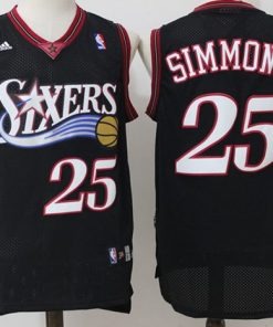 76ers #25 Ben Simmons Black Throwback Stitched NBA Jersey