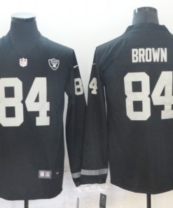 Men's Oakland Raiders #84 Antonio Brown Black Therma Long Sleeve Stitched NFL Jersey