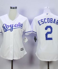 Royals #2 Alcides Escobar White Home Women's Stitched MLB Jersey
